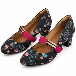 Maria Mollie Vintage Y2K Floral Pink Mary Jane Strap Heels Women's Size 8